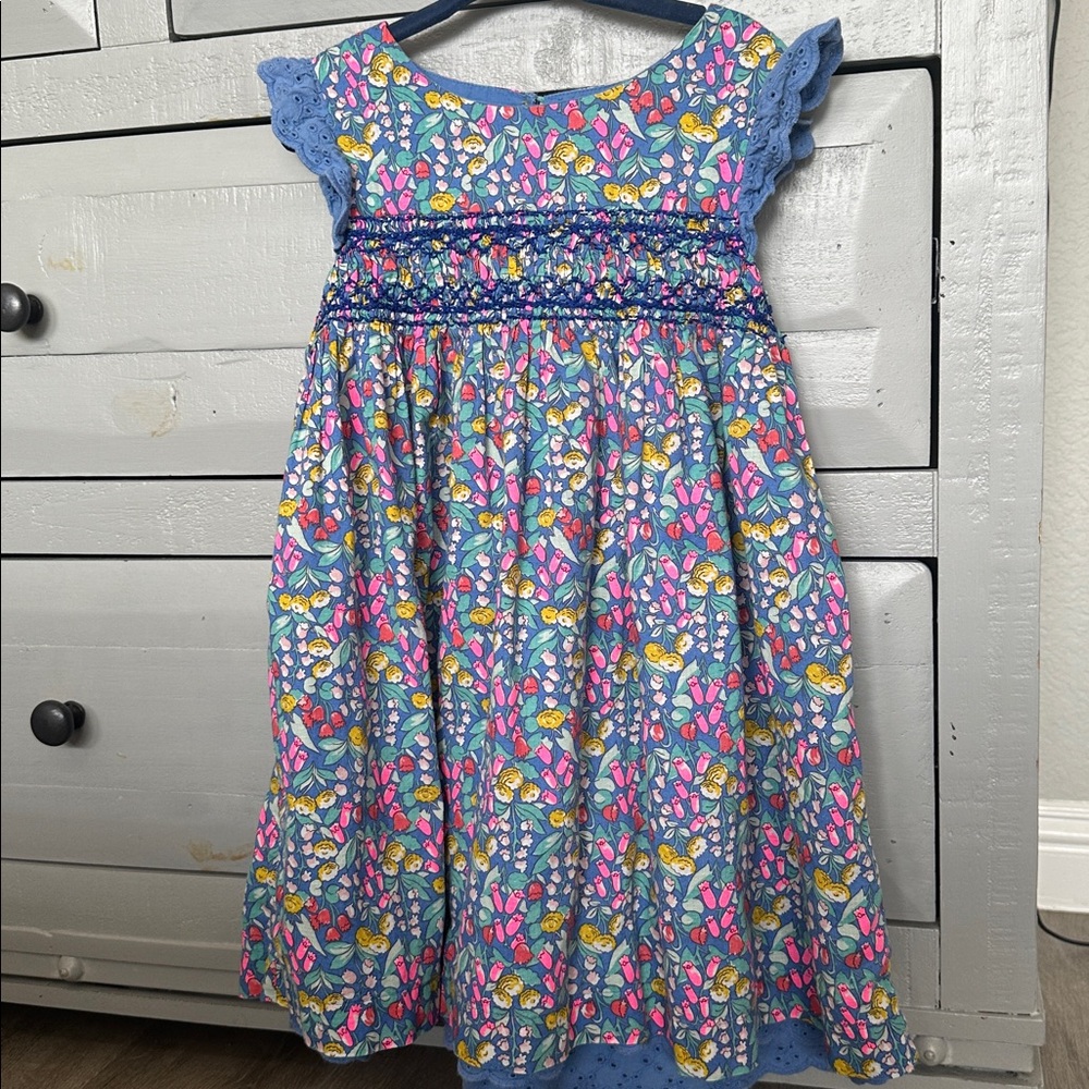 Mini Boden Smocked Floral Lined Girls 100% Cotton Dress Size 3-4 Years
